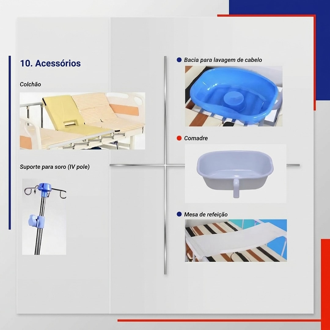 Cama Hospitalar 4 Manivelas Senior Care Confortmax Até 250Kg - Supermedy