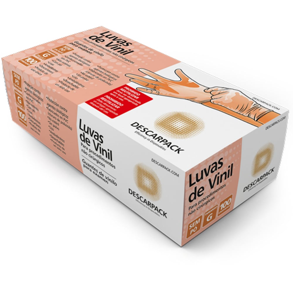 Luva Procedimento Vinil C/ 100uni sem Po Descarpack