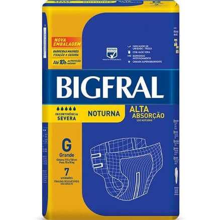 Fralda Descartável BigFral Noturna G com 07 Unidades