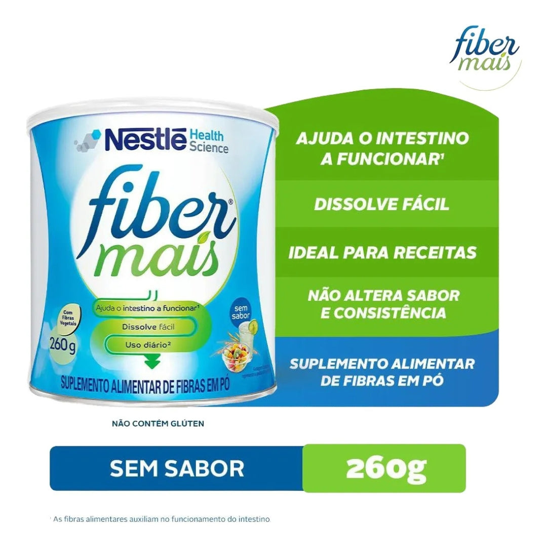 Suplemento Alimentar de Fibras Fibermais 260g Sem Sabor - Nestle + E-book
