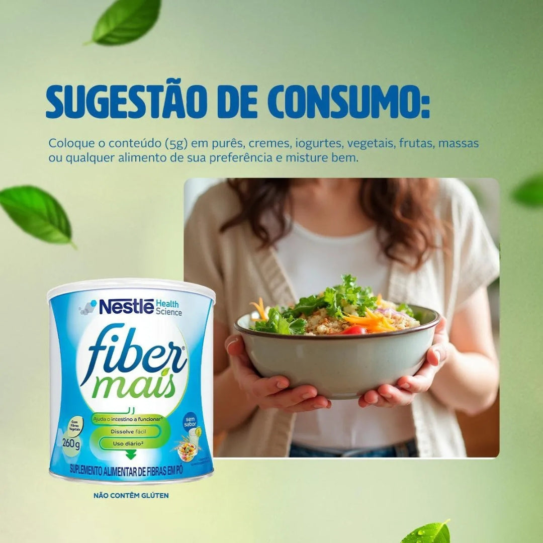 Suplemento Alimentar de Fibras Fibermais 260g Sem Sabor - Nestle + E-book