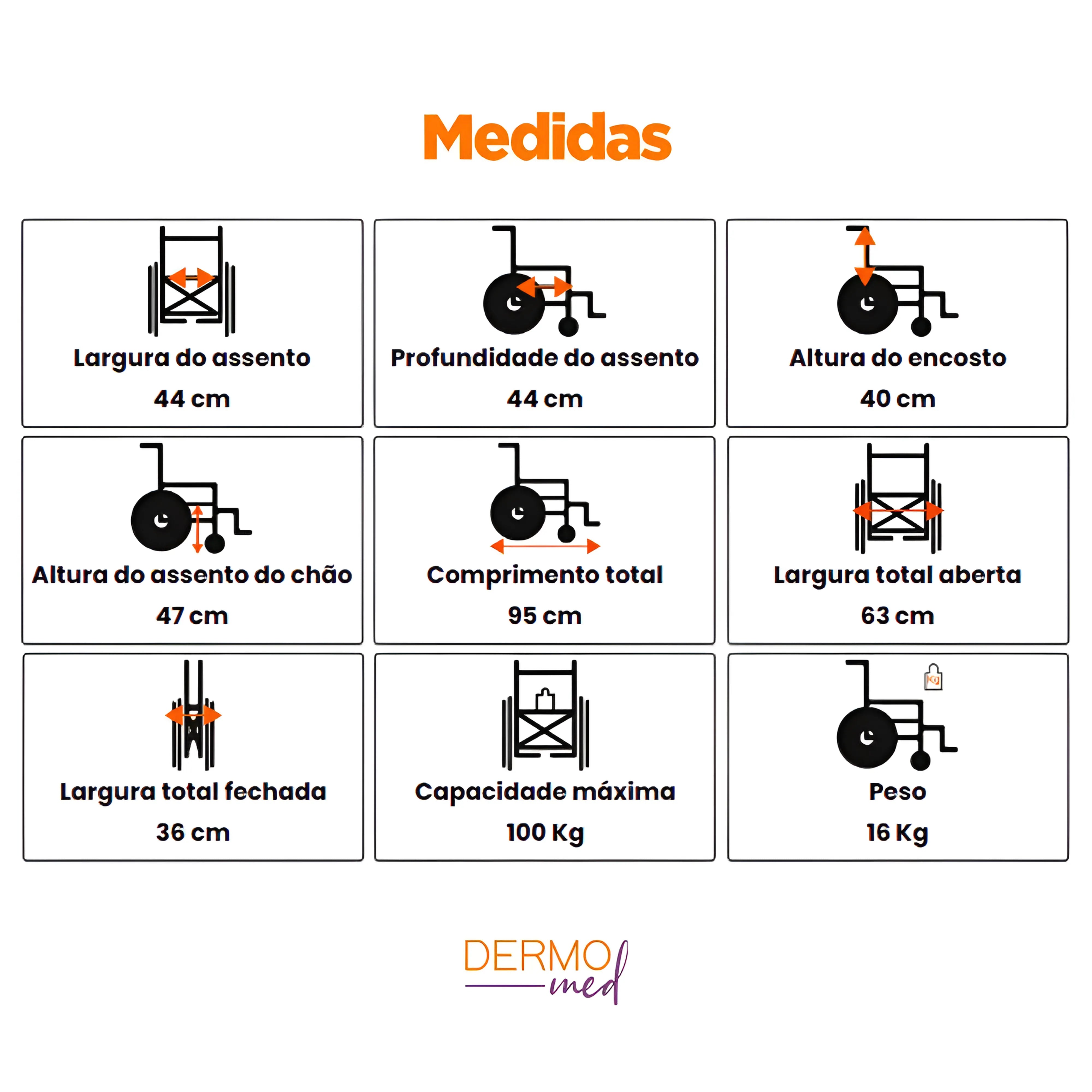 Cadeira de Rodas Pratica 44cm Pneu Maciço Prolife