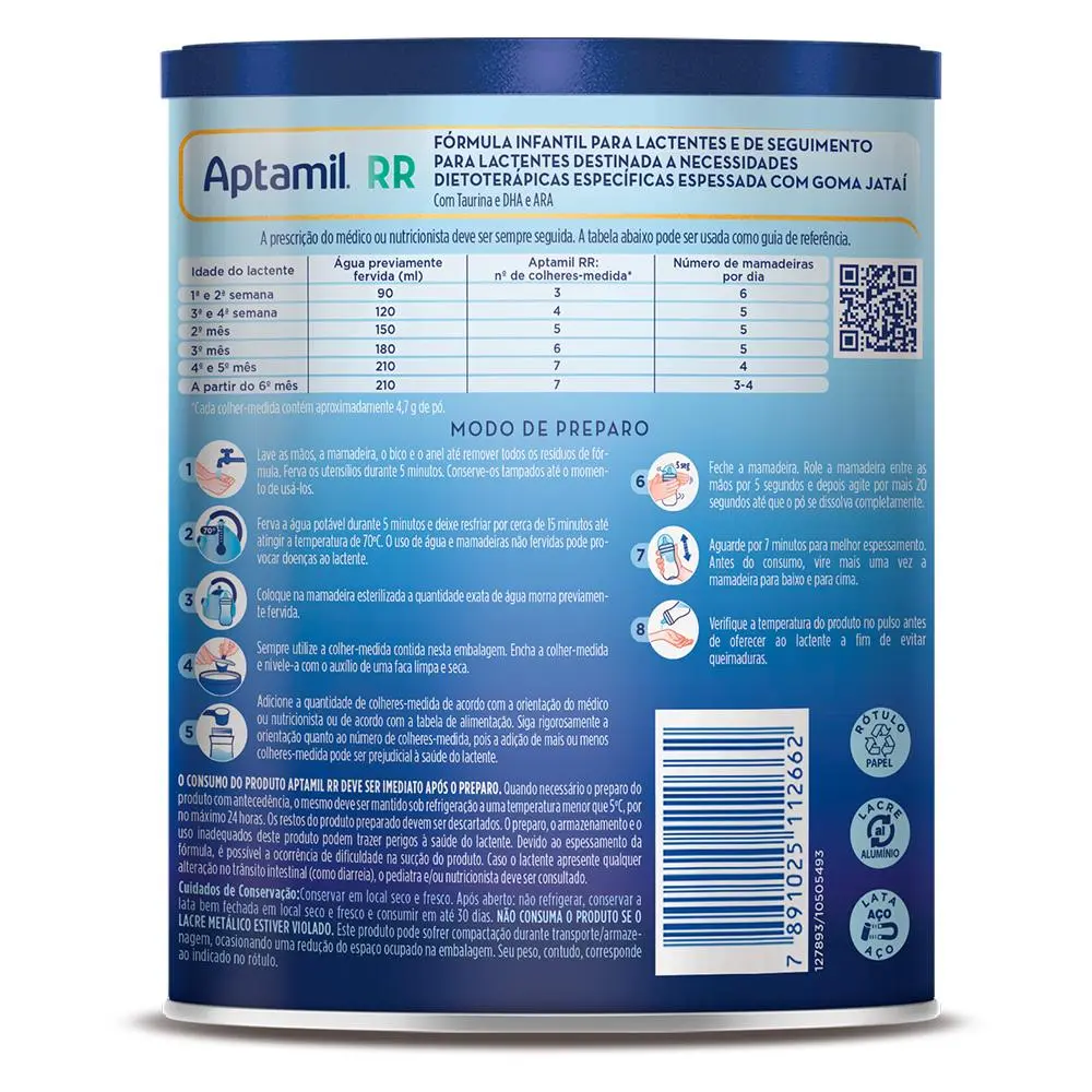 Aptamil RR 800g Danone – Fórmula Infantil 0 a 12 Meses com DHA, ARA e Goma Jataí + E-book