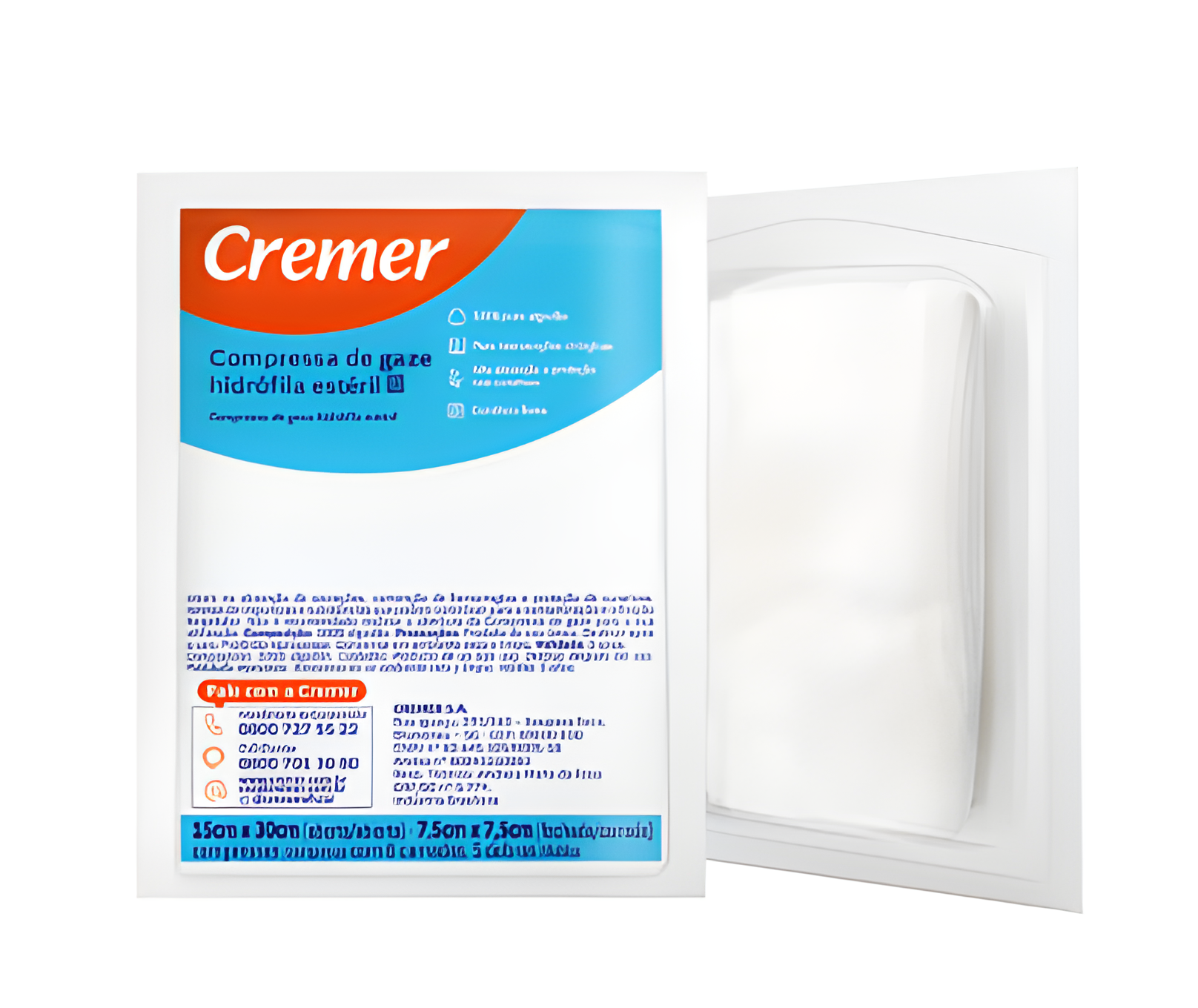 Compressa Compressa de Gaze Estéril 11 Fios 7,5X7,5cm 5UN - Cremer – Casa Médica