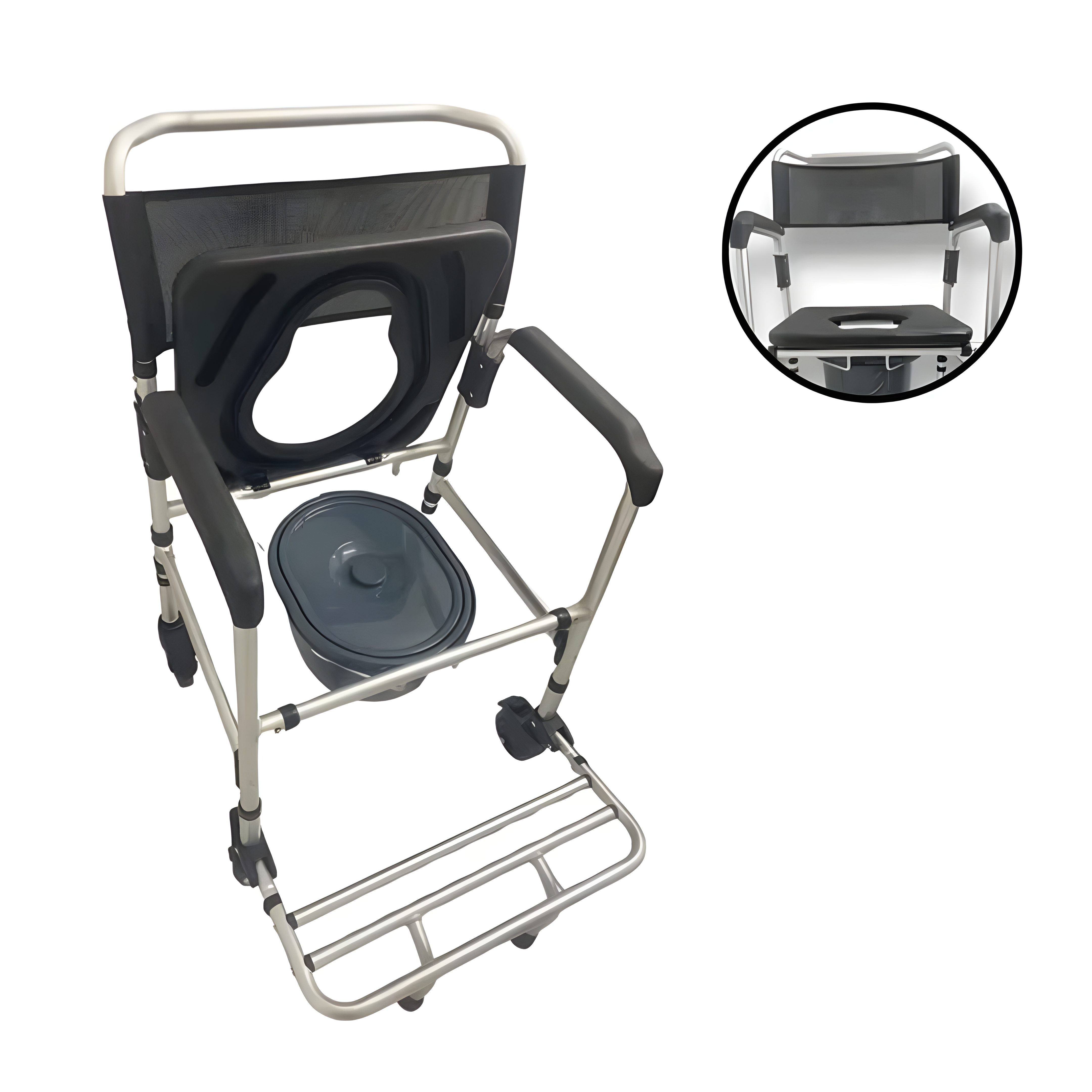 Cadeira de Banho Higiênica em Alumínio até 140kg c/ Coletor B100 - Supermedy