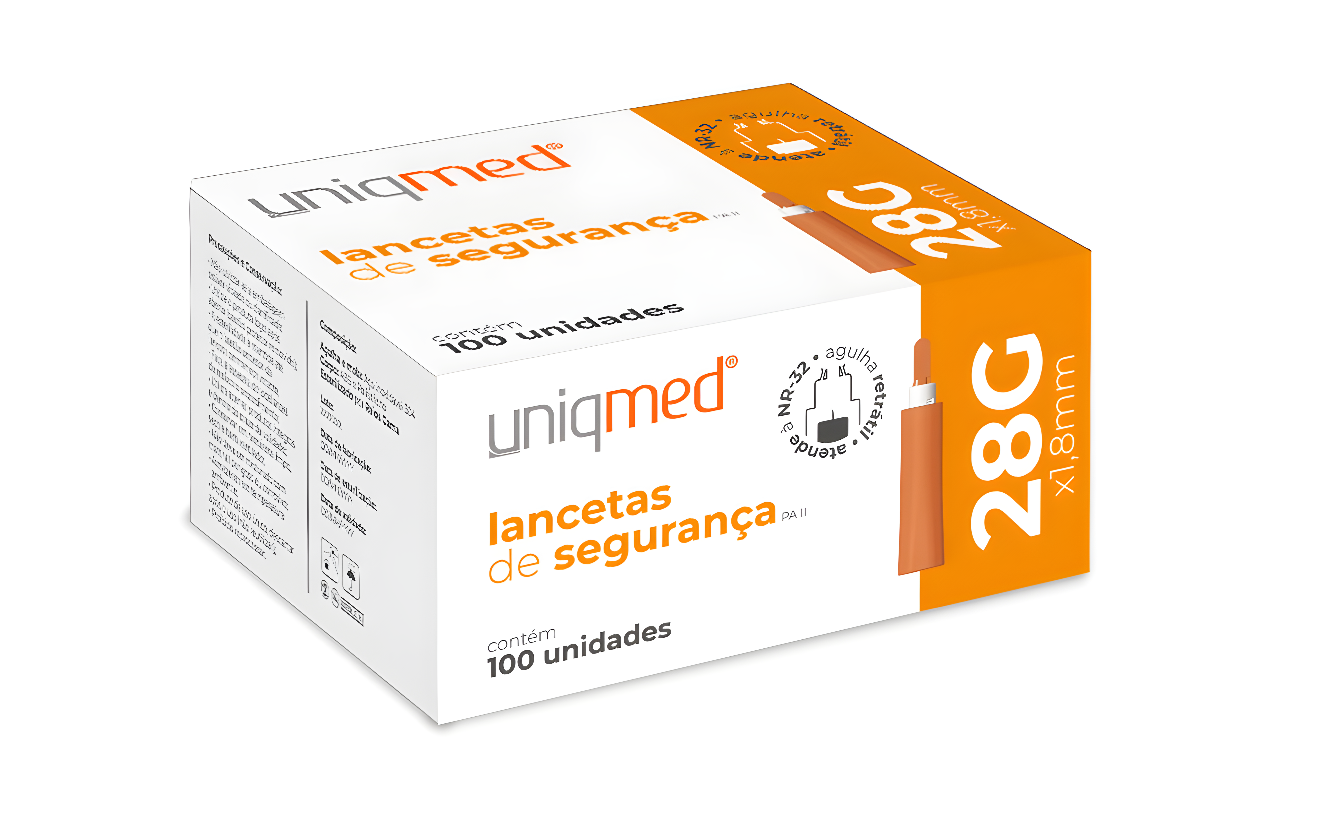 Lanceta de Segurança Automática 28G c/ 100un Uniqmed