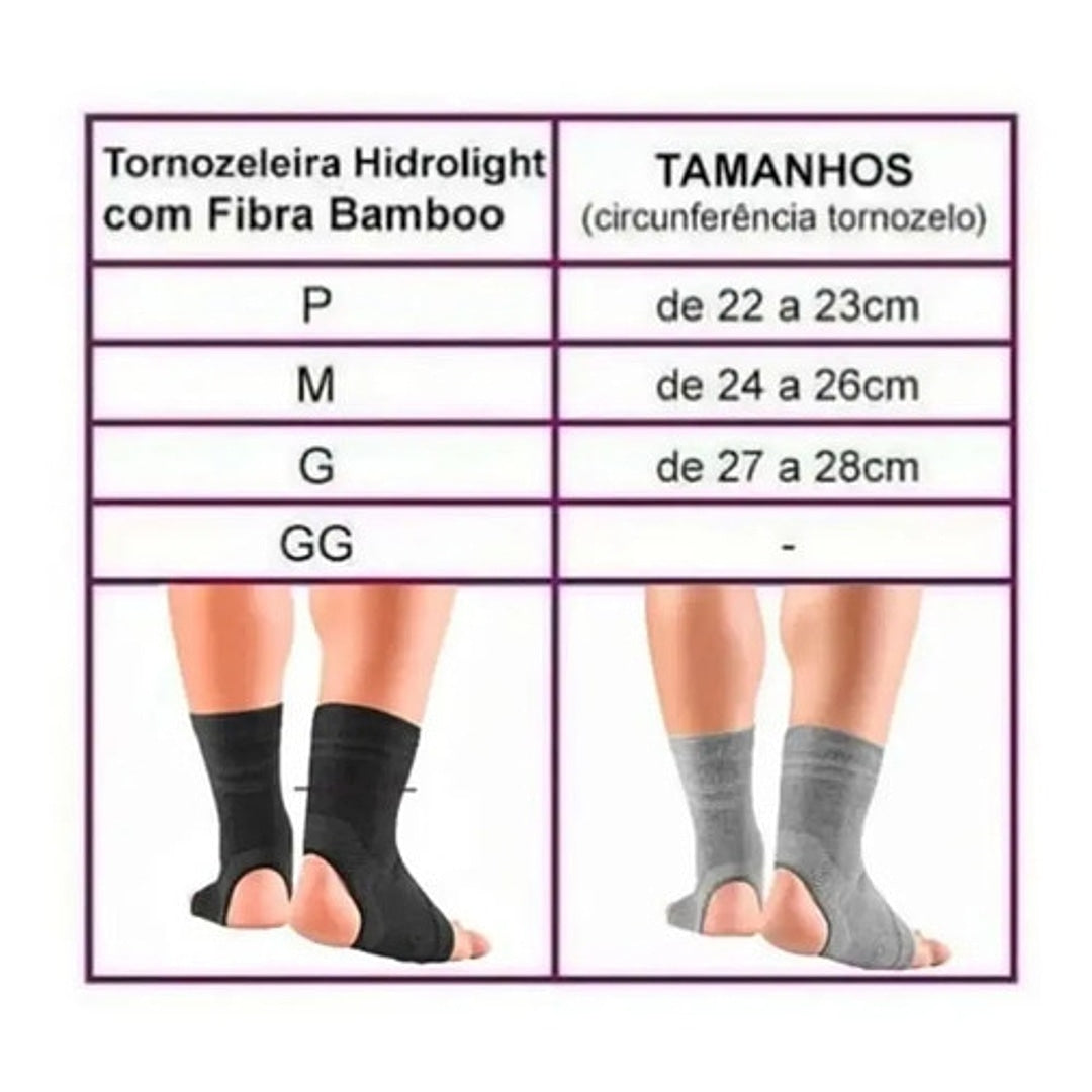 Tornozeleira Elástica Bamboo Cinza - Hidrolight