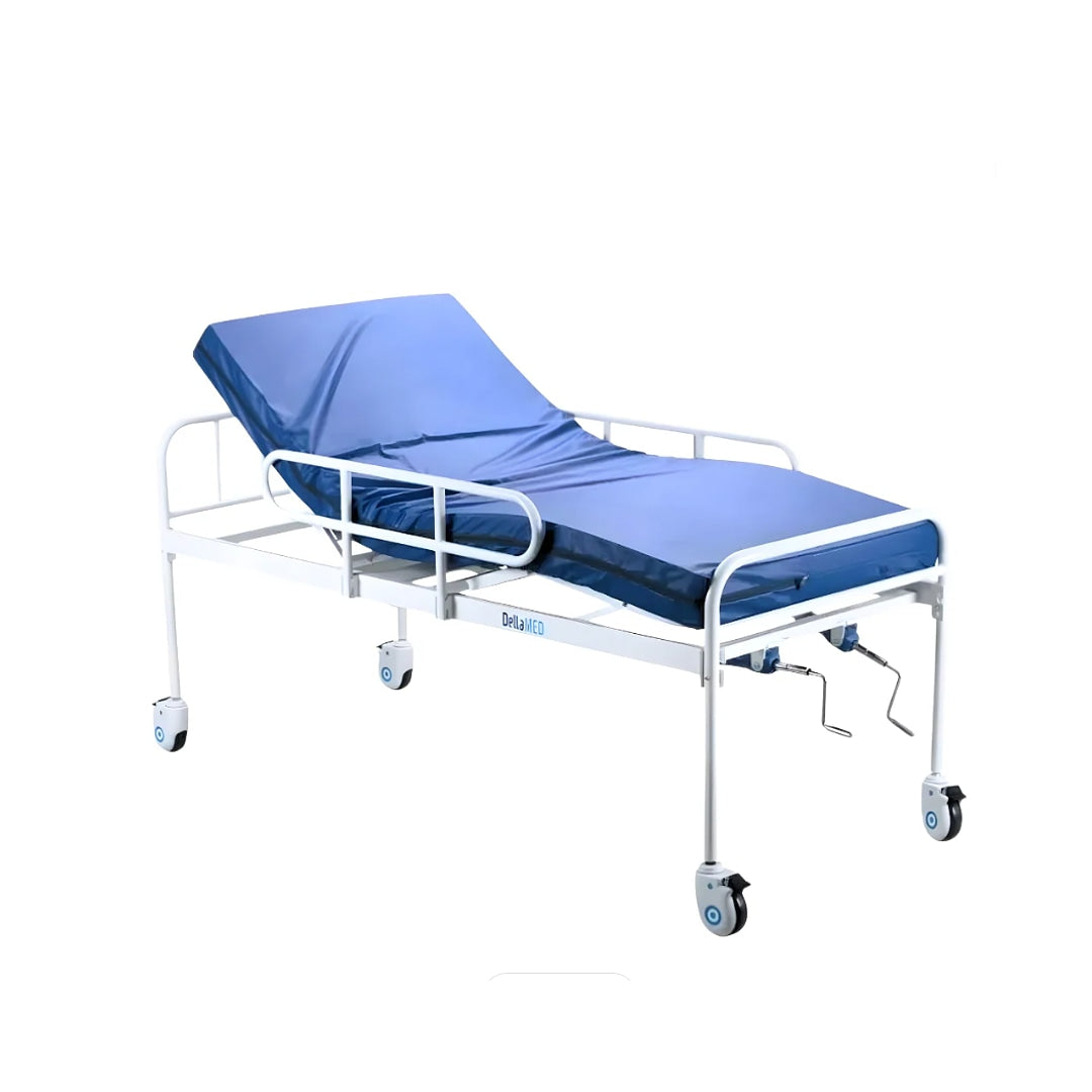 Cama Hospitalar Fawler Simples 2 Manivelas + Colchão D28 Dellamed + E-book