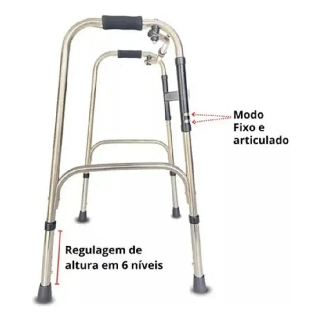 Andador 2 Barras Articulado 120Kg MED120 - Live Well