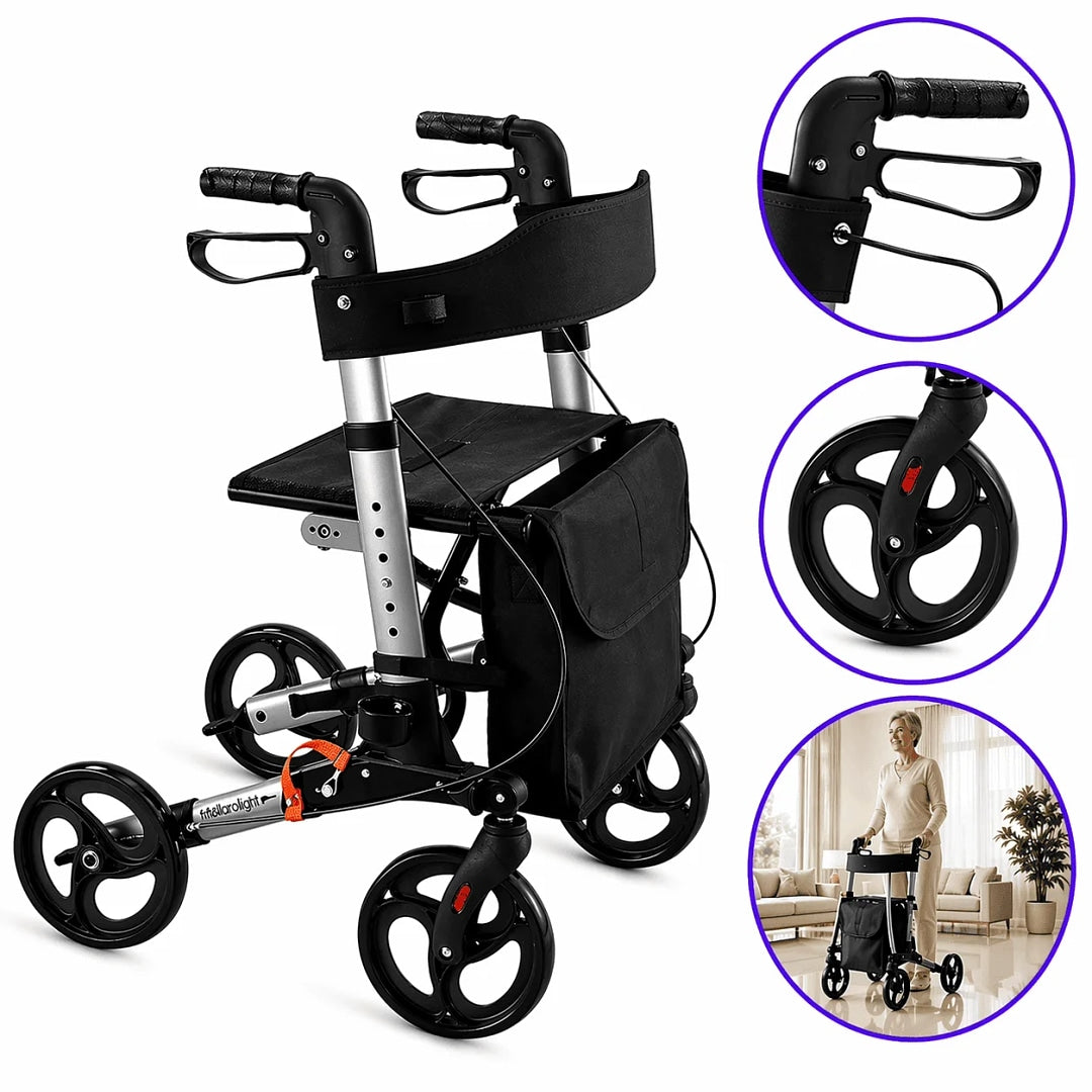 Andador Adulto Idoso 4 Rodas Dobrável Premium Hidráulico (SC303) - Hidrolight