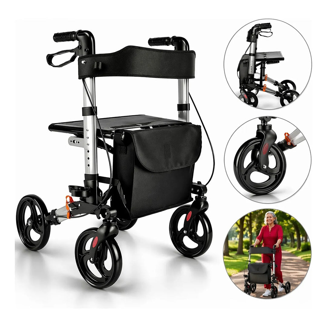 Andador Adulto Idoso 4 Rodas Dobrável Premium Hidráulico (SC303) - Hidrolight
