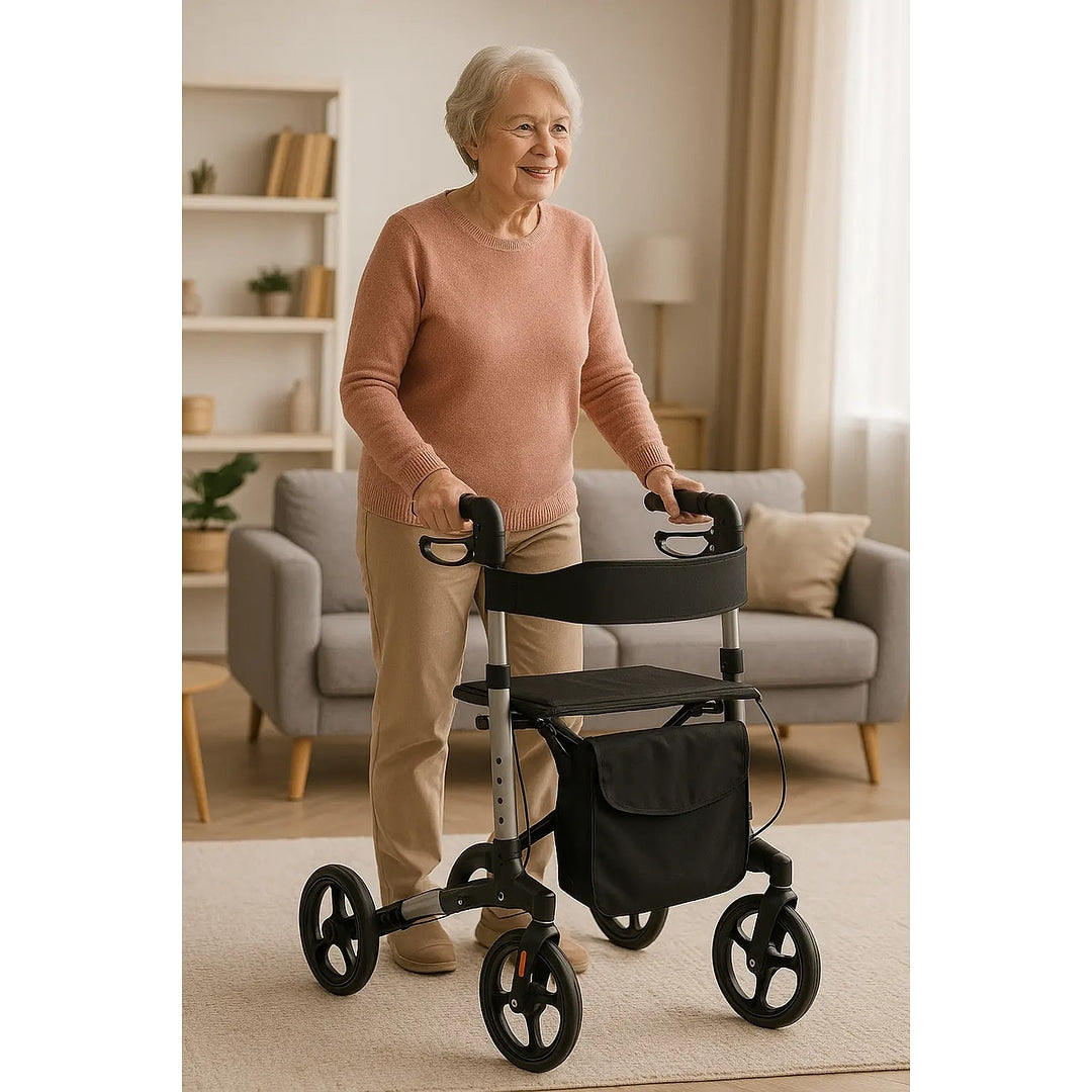 Andador Adulto Idoso 4 Rodas Dobrável Premium Hidráulico (SC303) - Hidrolight