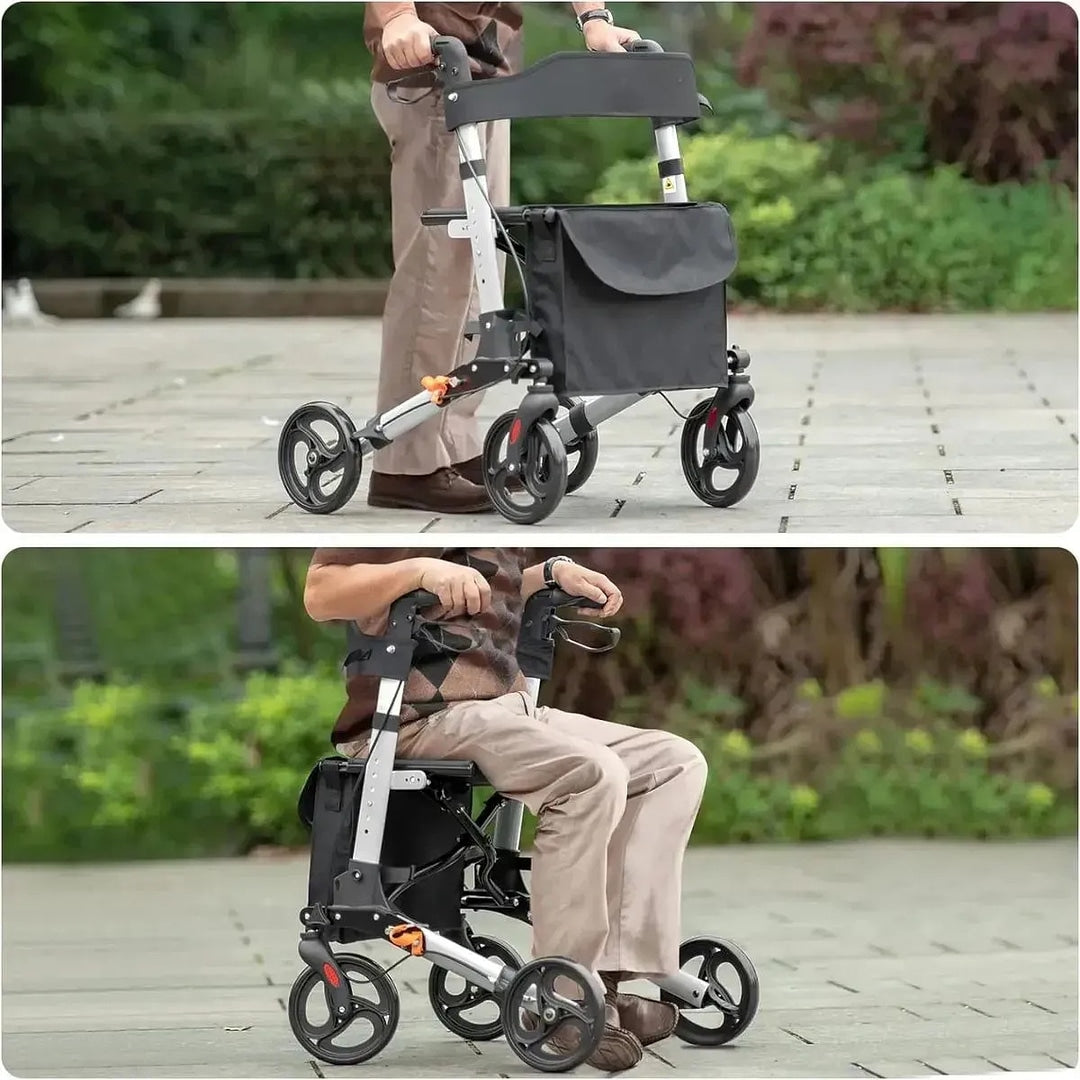 Andador Adulto Idoso 4 Rodas Dobrável Premium Hidráulico (SC303) - Hidrolight