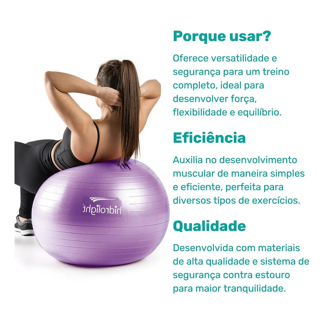 Bola de Exercícios Roxa 65 cm - Hidrolight - Pilates, Yoga e Fisioterapia