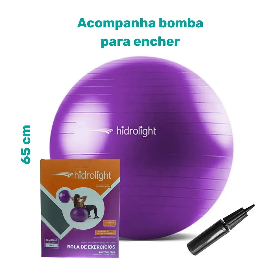 Bola de Exercícios Roxa 65 cm - Hidrolight - Pilates, Yoga e Fisioterapia