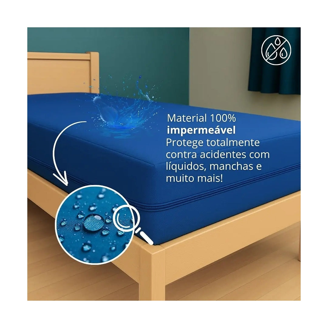 Capa P/ Col Com Ziper 0,88 X 1,88 X 0,12 Cm Azul Royal Central Alerg