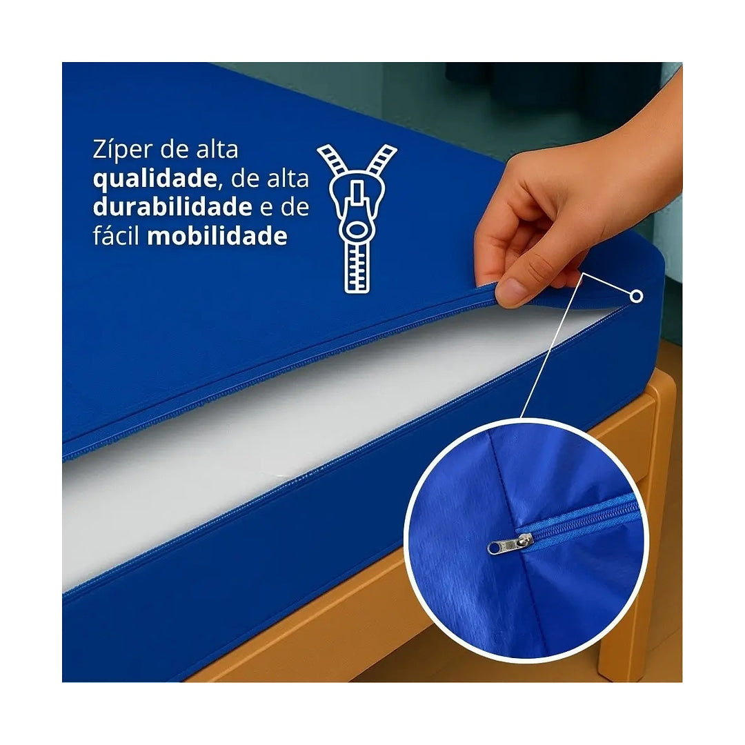 Capa P/ Col Com Ziper 0,88 X 1,88 X 0,12 Cm Azul Royal Central Alerg