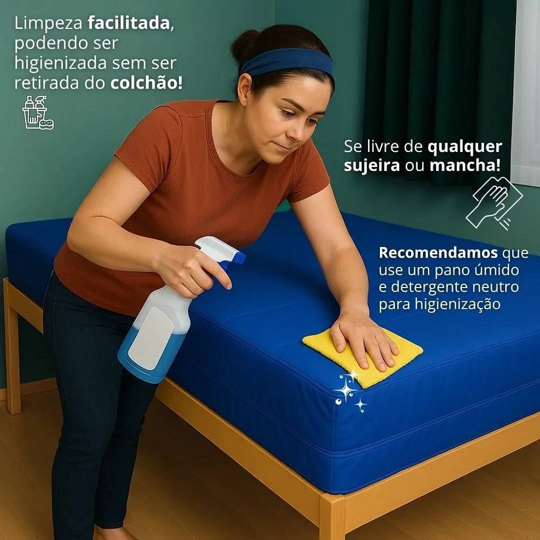 Capa P/ Col Com Ziper 0,88 X 1,88 X 0,12 Cm Azul Royal Central Alerg