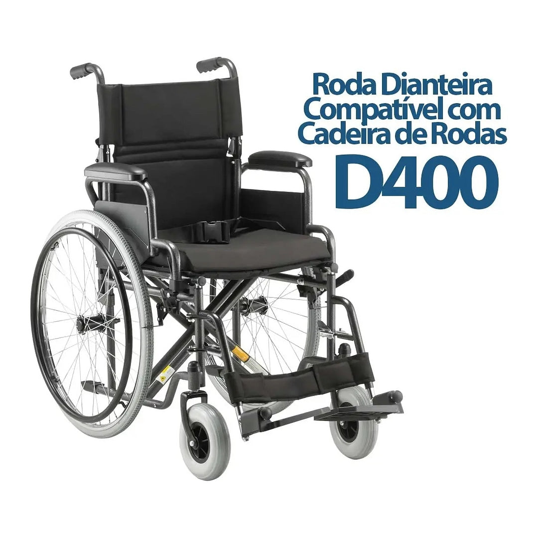 Roda Dianteira Pneu Maciço Aro 8" para Cadeira de Rodas D400 - Dellamed