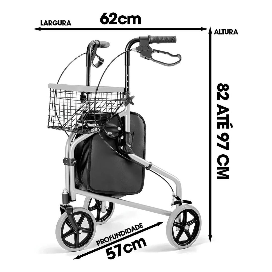 Andador 3 Rodas com Cesto Hidrolight SC301 - Alumínio