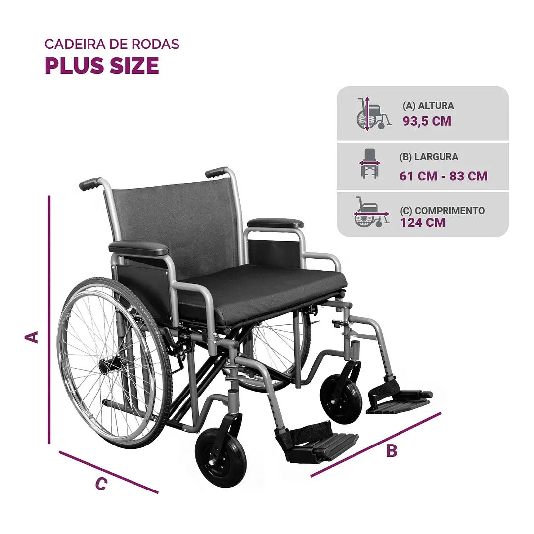 Cadeira De Rodas Plus Size - Até 250kg -  Hidrolight