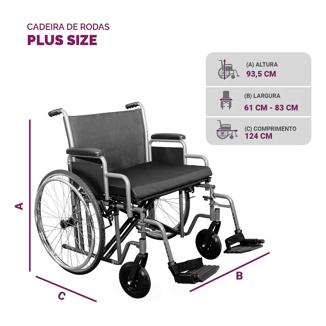 Cadeira De Rodas Plus Size - Até 250kg -  Hidrolight