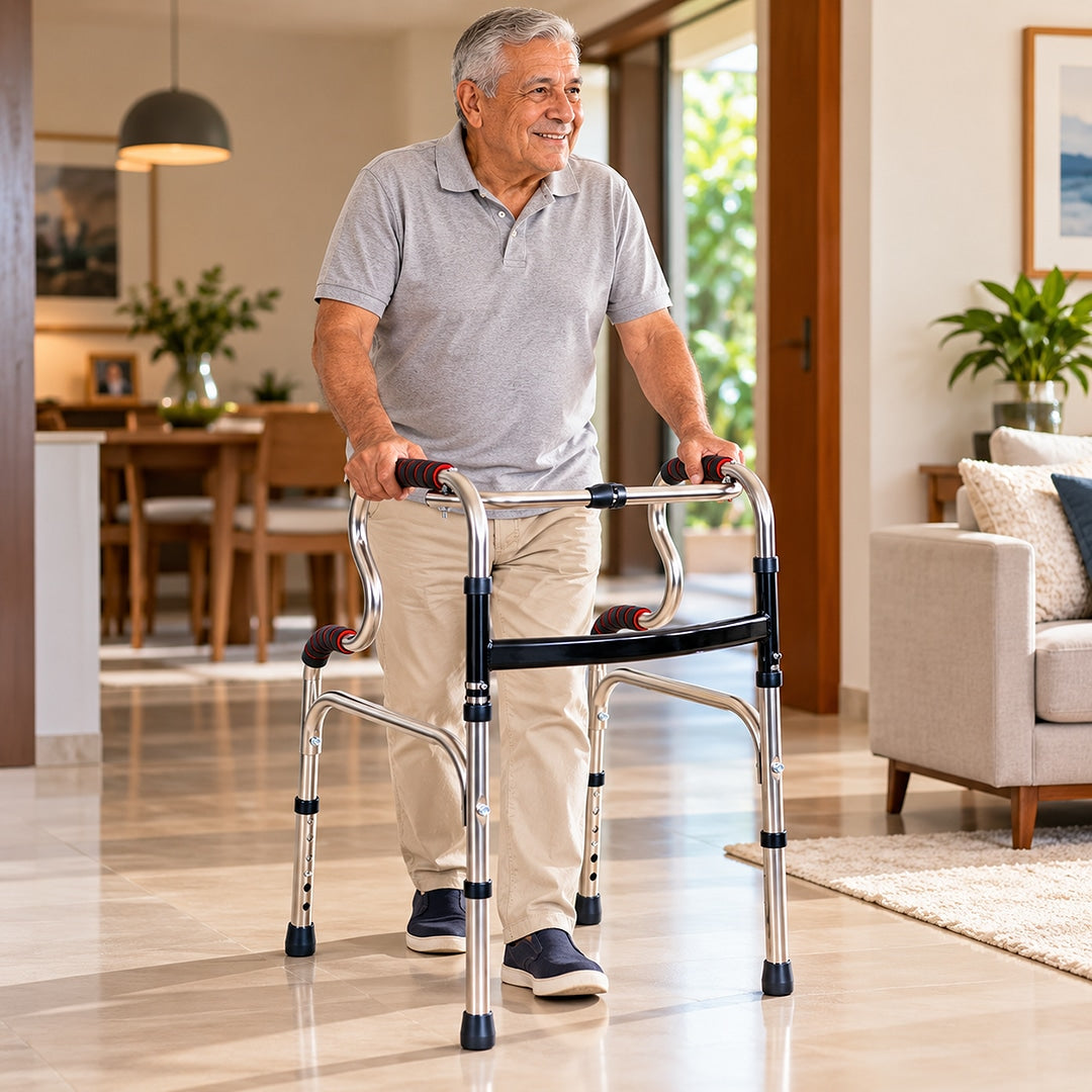 Andador em Aço Inoxidável 2 Níveis Articulado - Longevitech