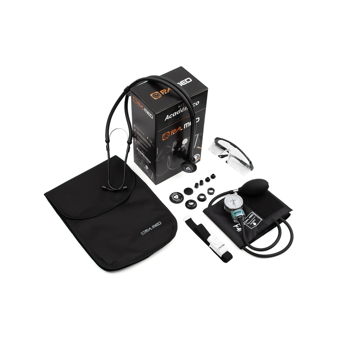 Kit Acadêmico Total Black com Bolsa Ergonômica Preta Rainbow - PA MED