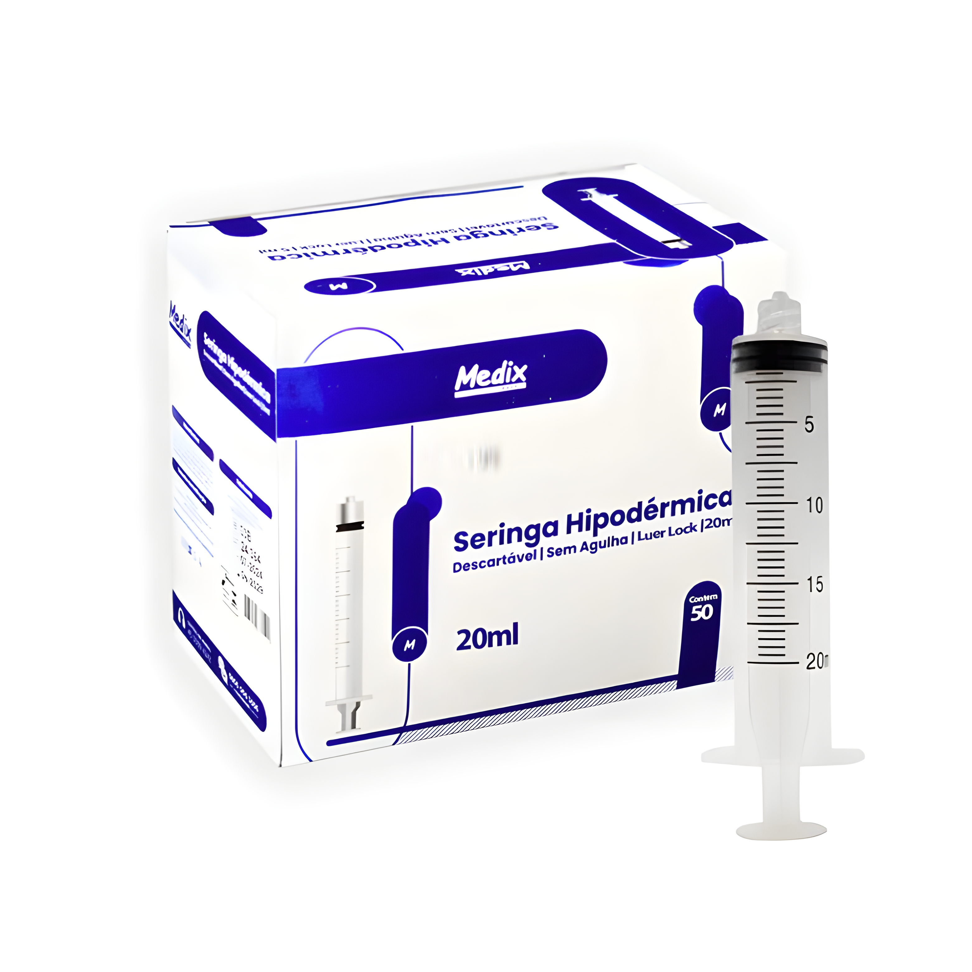 Seringa Descartável 20ml Luer Lock Cx 100Un - Medix
