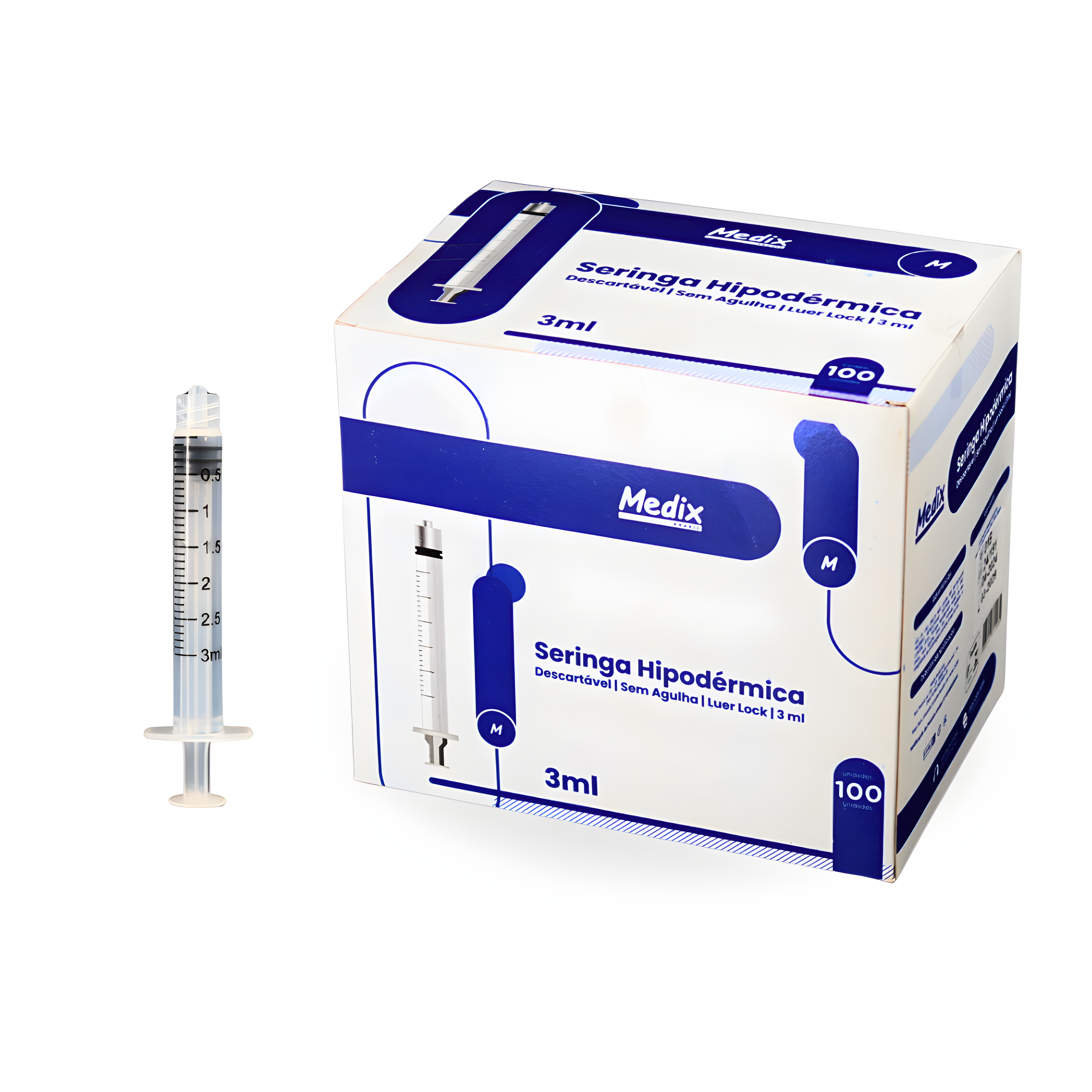 Seringa Desc 03ml Luer Lock Cx 100Un - Medix