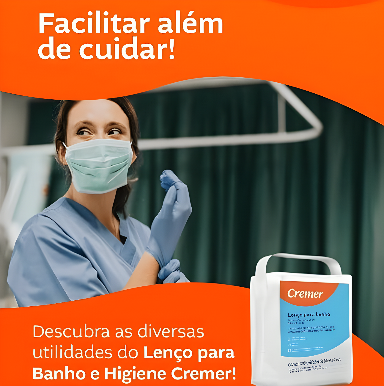 Lenço Para Banho e Higienização 30cm X 35cm 300und / 3 Pacotes Cremer + E-book