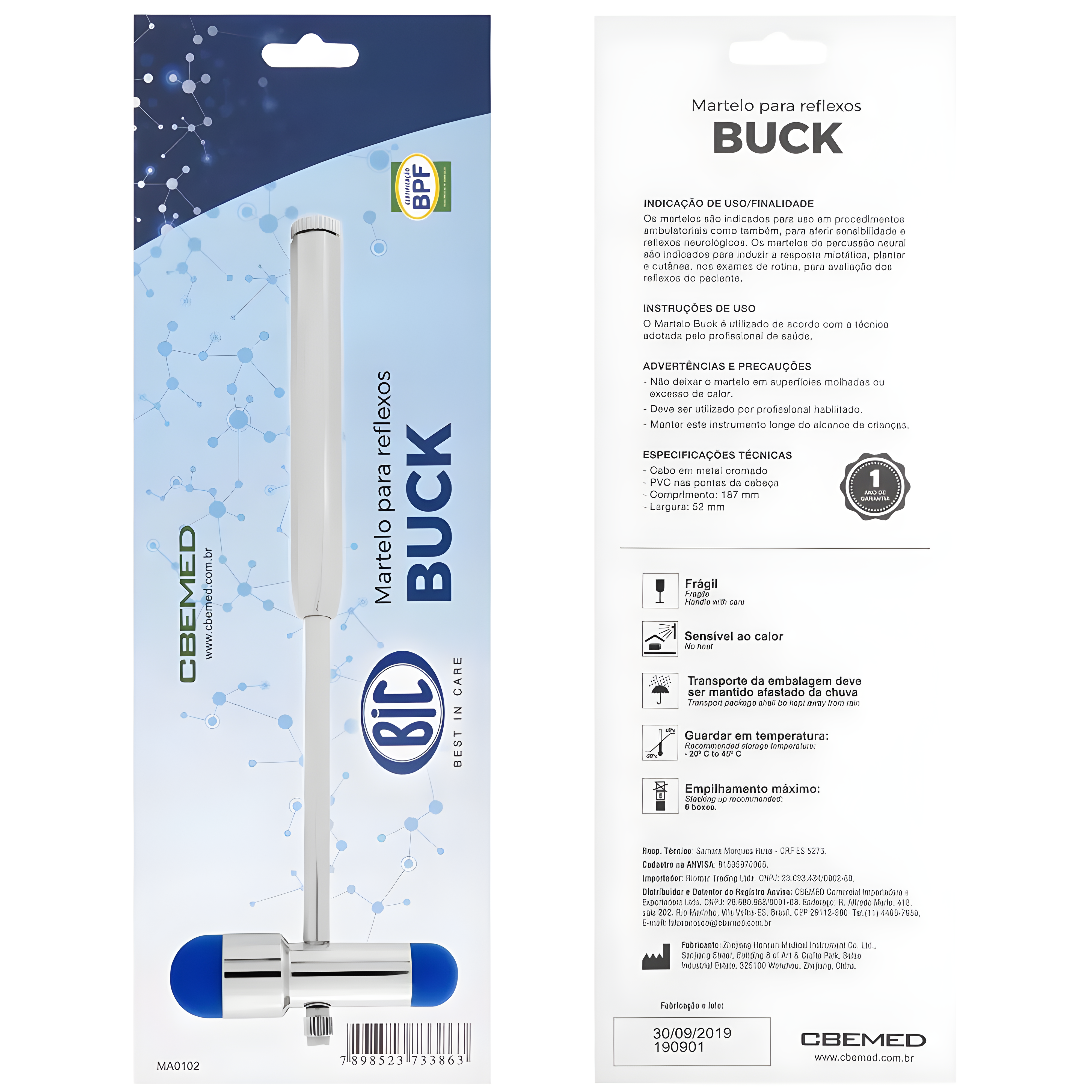 Martelo buck p/ diagnostico cromado 19cm 060.001