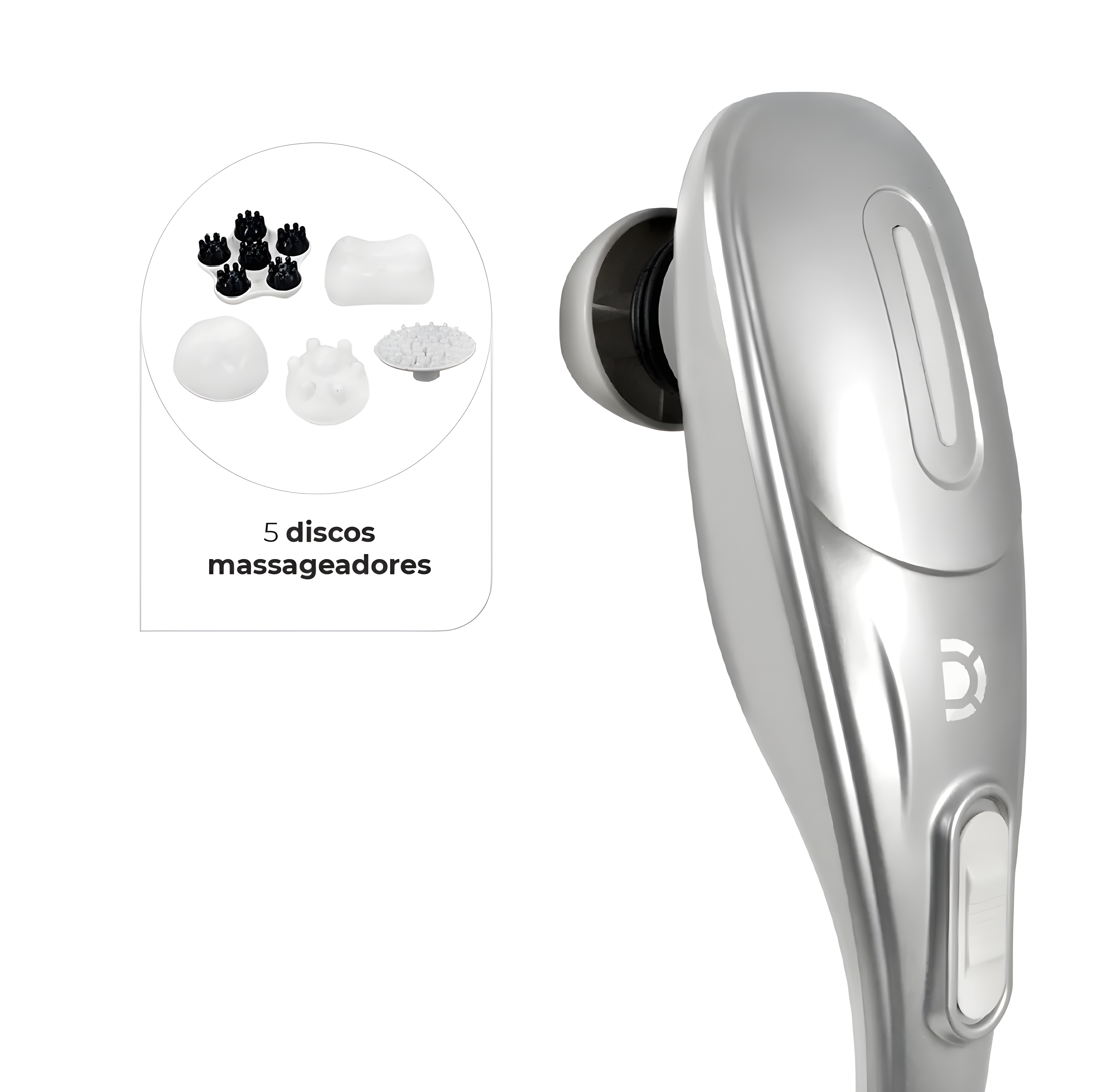 Massageador Corporal Hammer com 5 Discos Massageadores Dellamed + E-book