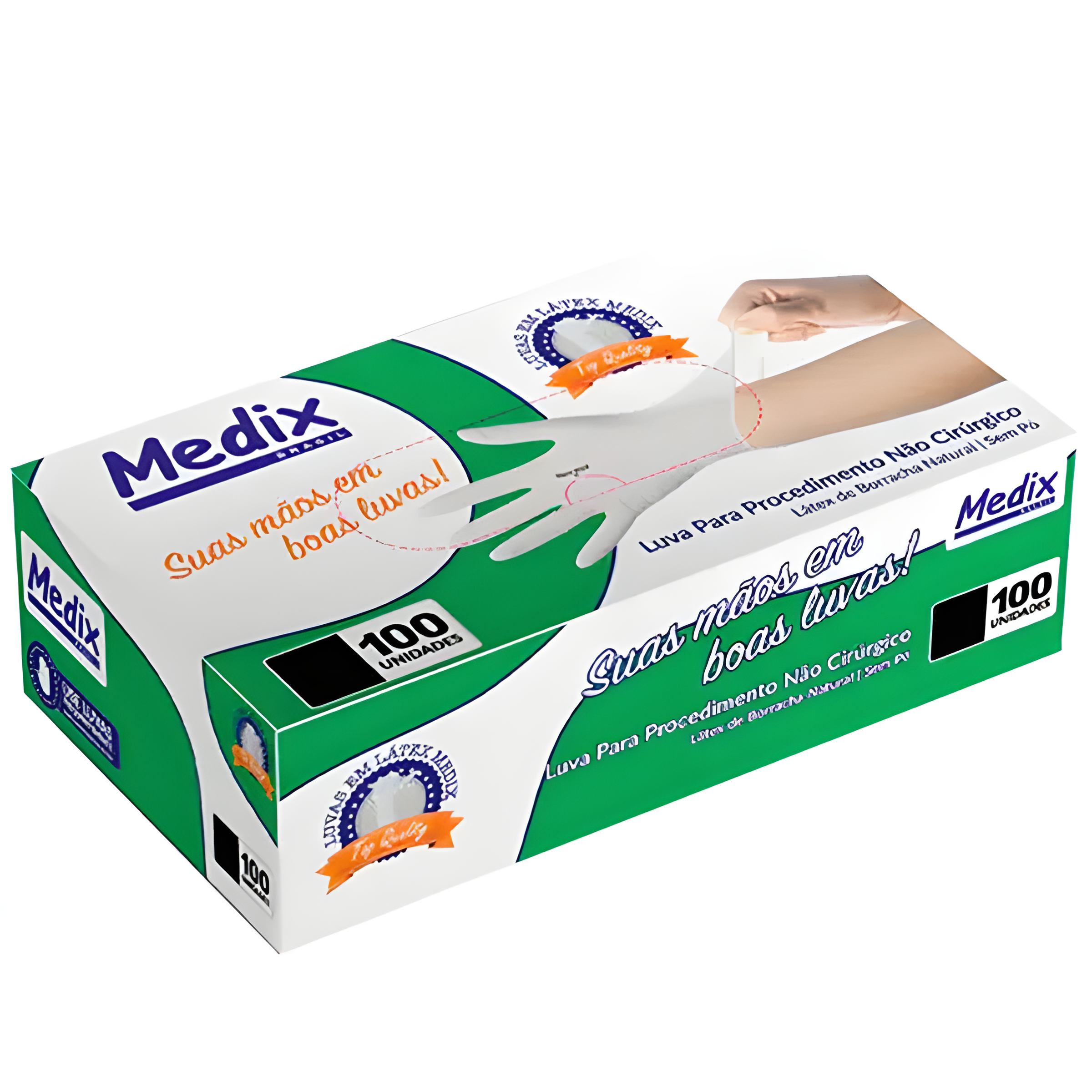 Luva Nitrílica Descartável sem Pó Profissional com 100 Unidades Medix