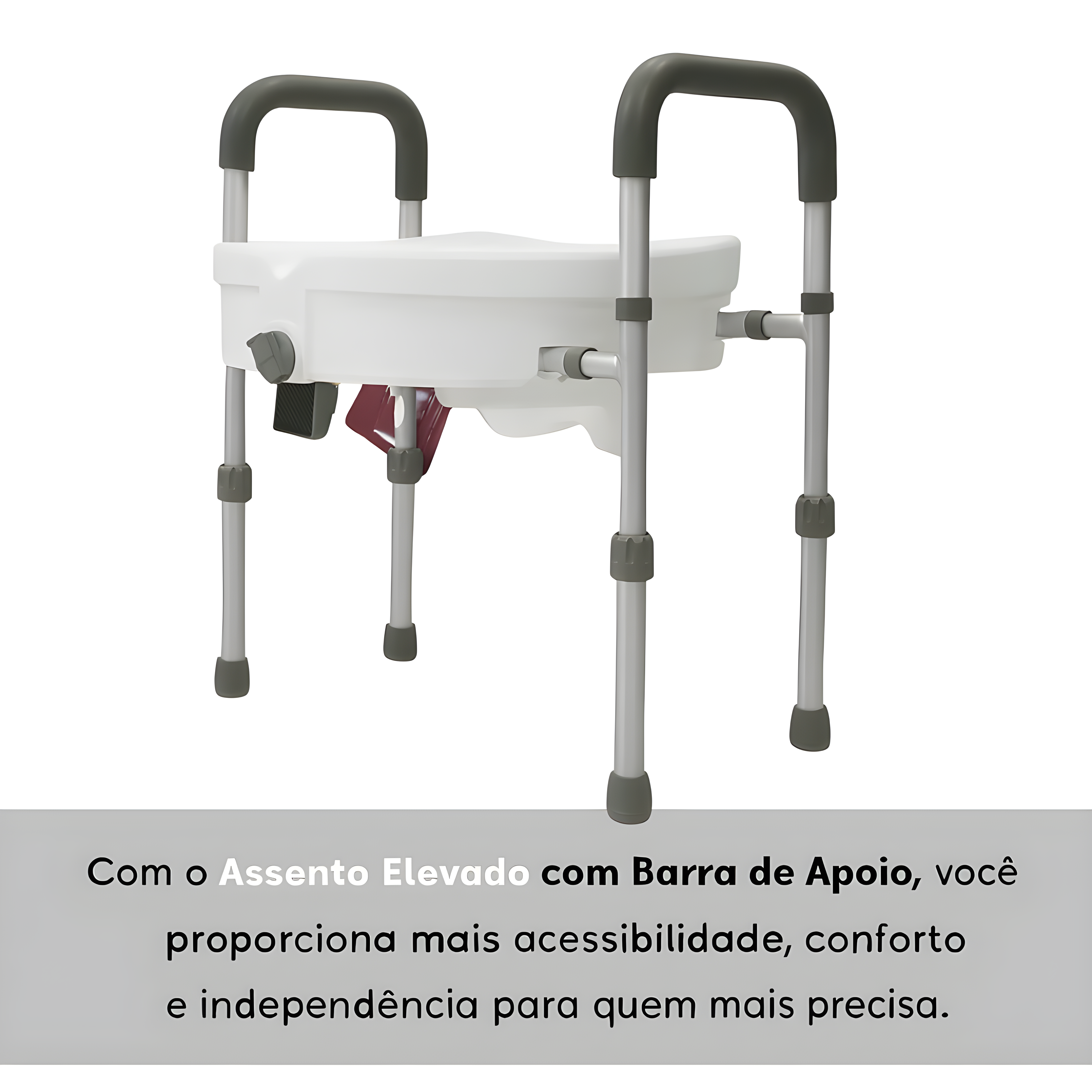 Assento Sanitário Elevado Com Barra De Apoio Alumínio - Supermedy