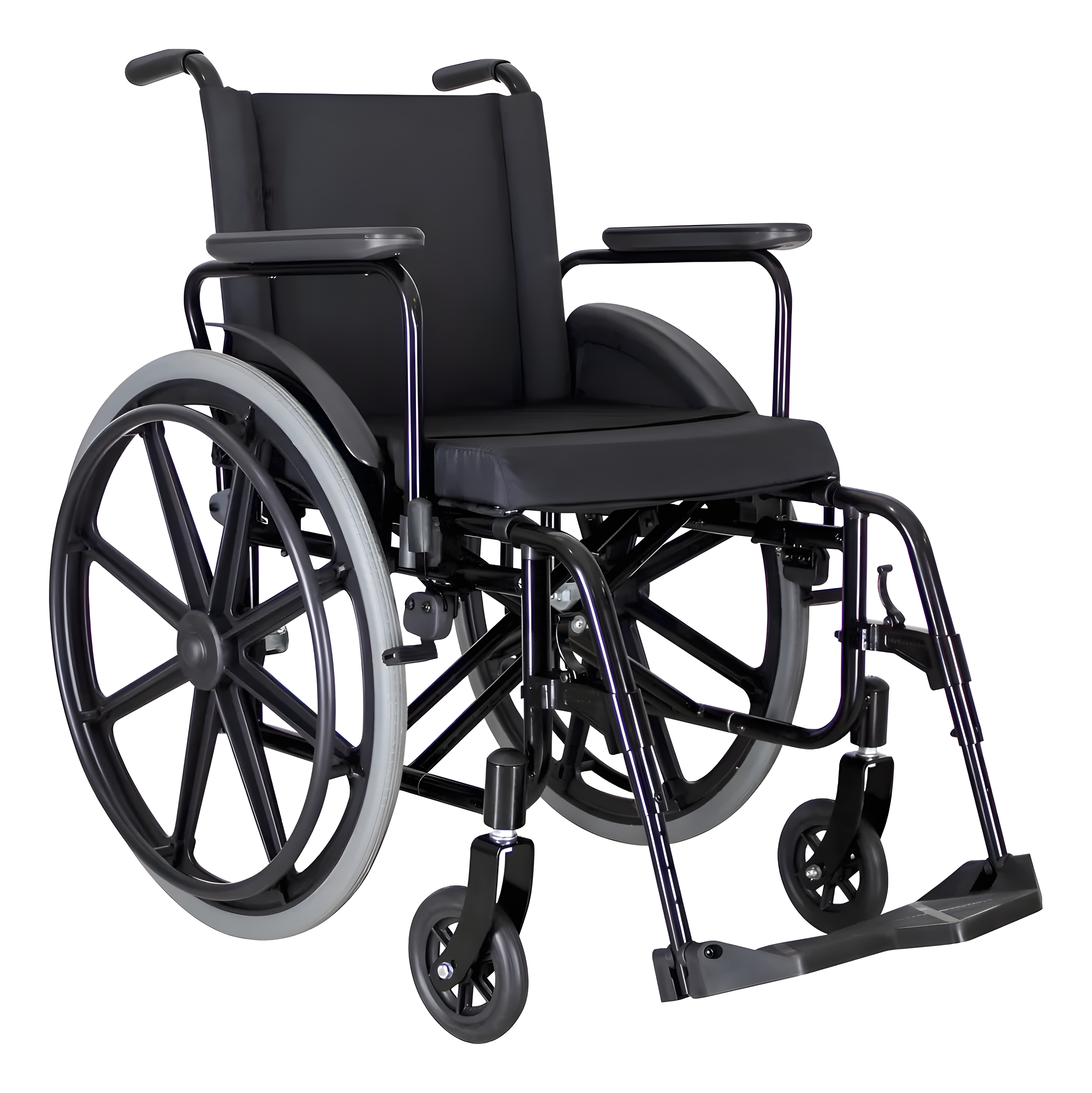 Cadeira de Rodas Dobrável OS1 Preta 48cm com Pés Fixos e Removíveis