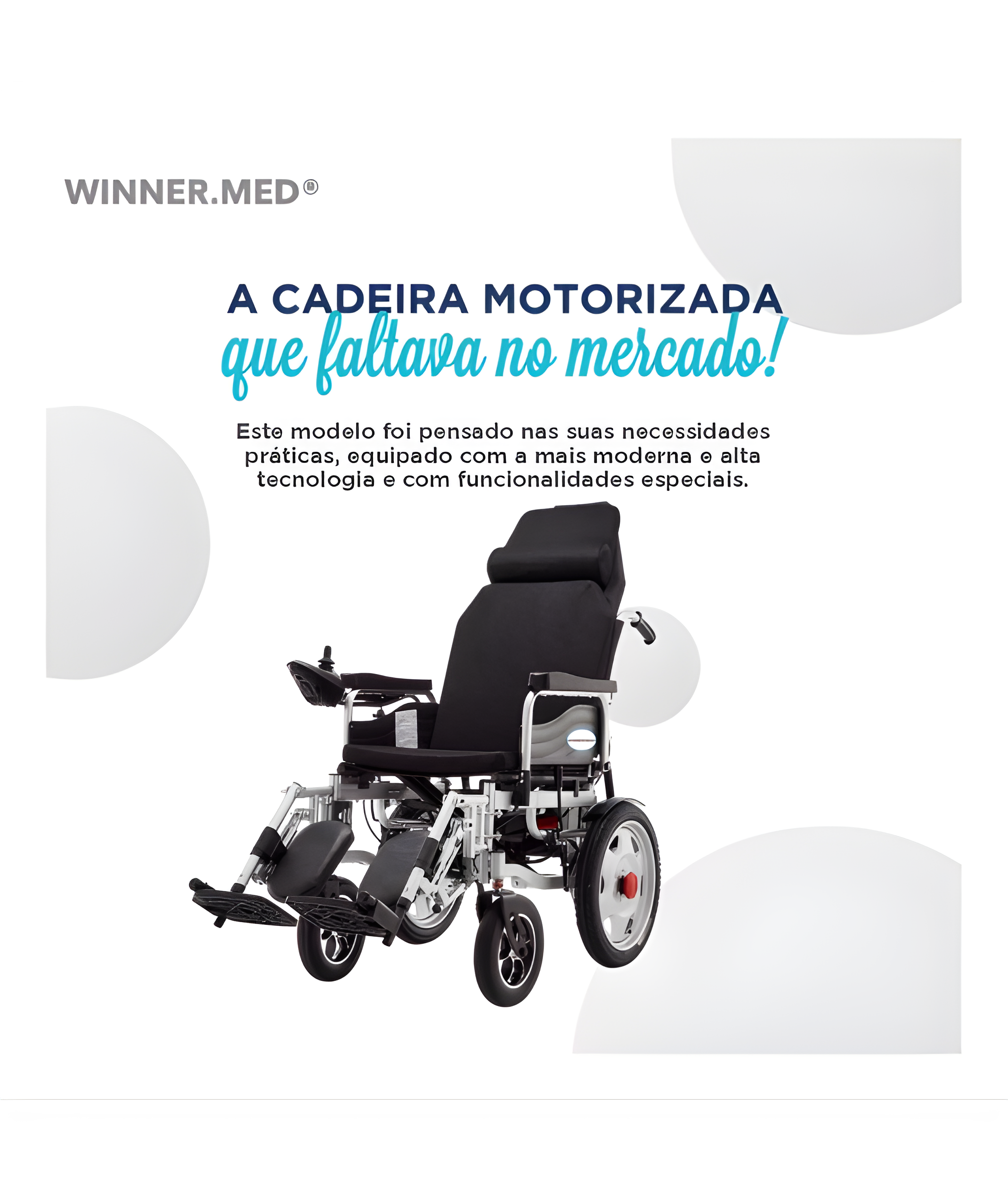 Cadeira de Rodas Motorizada Reclinável Dobrável W-205 - Winner.Med