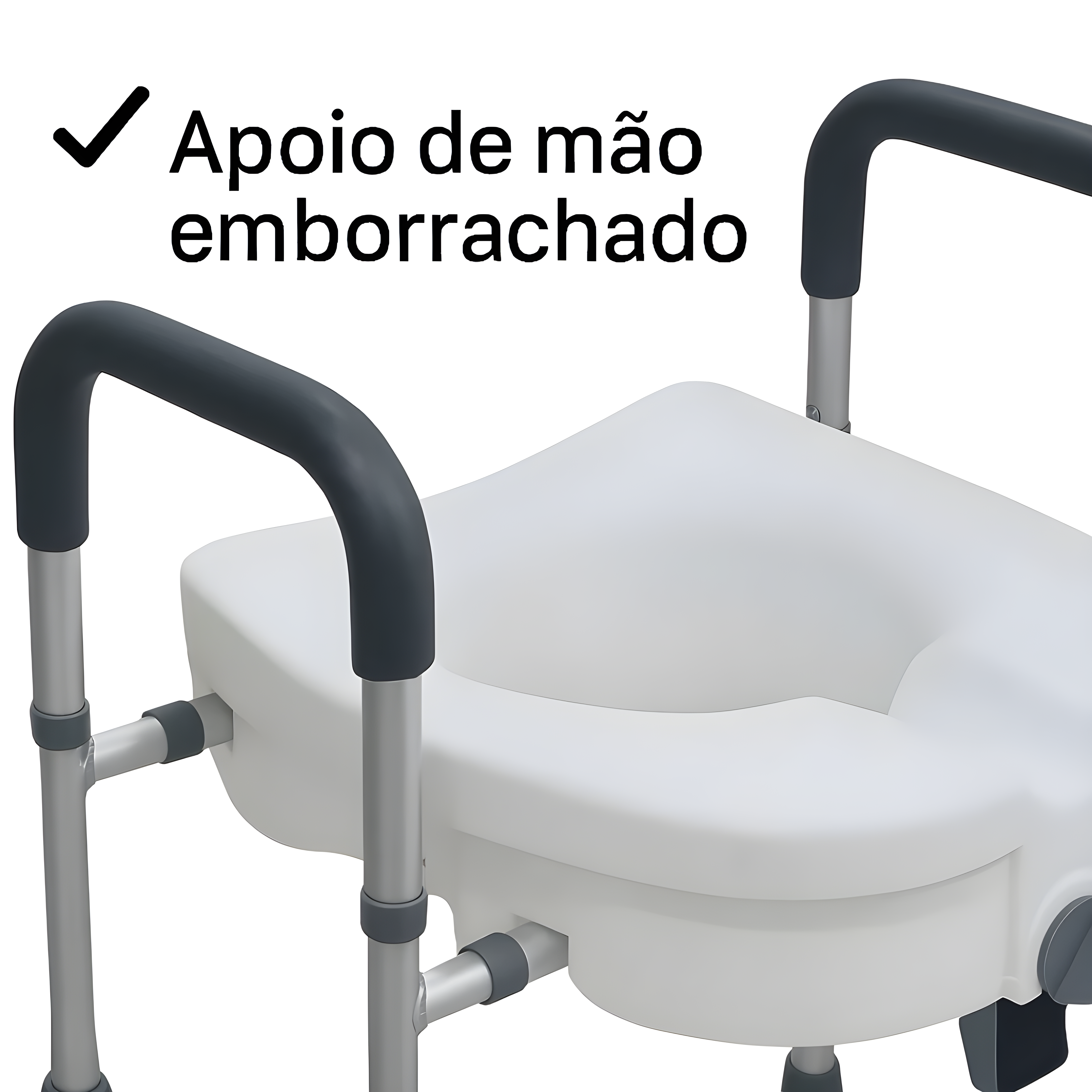 Assento Sanitário Elevado Com Barra De Apoio Alumínio - Supermedy
