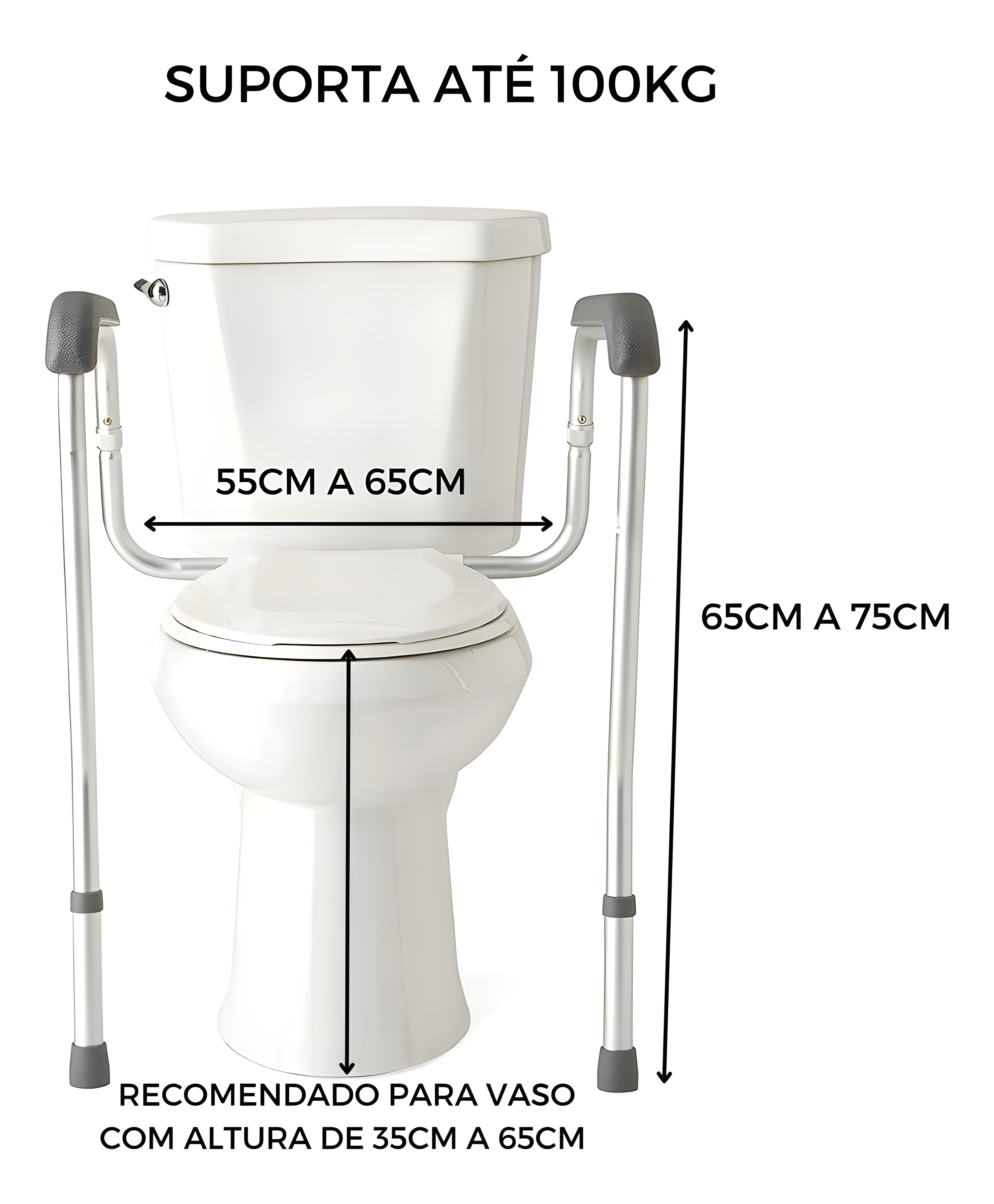 Alça Suporte Barra de Apoio p/ Vaso Sanitário - Supermedy