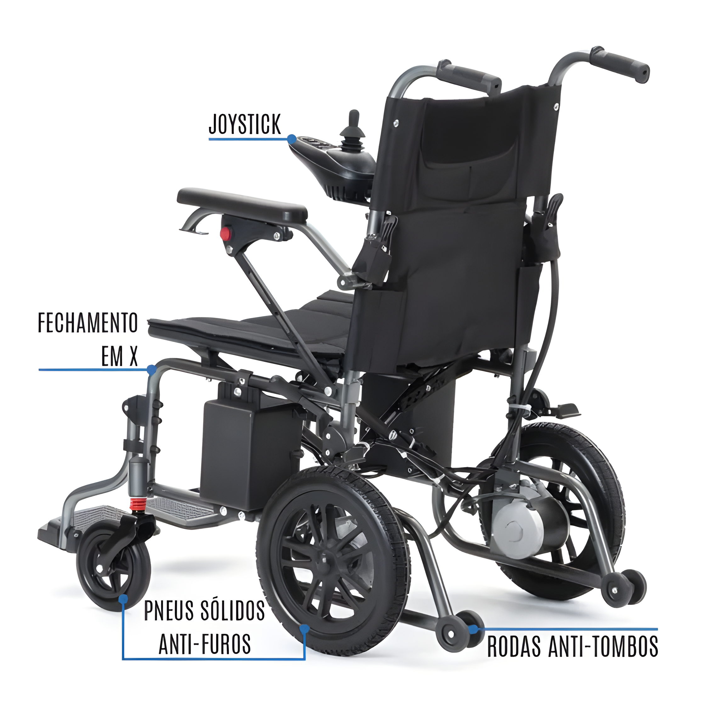 Cadeira de Rodas Motorizada W208-E Elétrica Leve Dobrável Winnermed