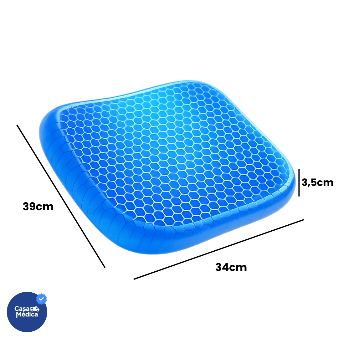 Medidas da almofada ortopédica de gel: 39cm x 34cm x 3,5cm