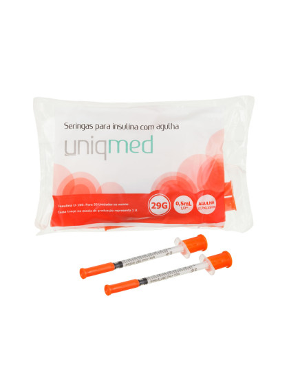Seringa Descartável para Insulina Pct C/ 10uni U-100 12,7x0,33 0,5ml Uniqmed