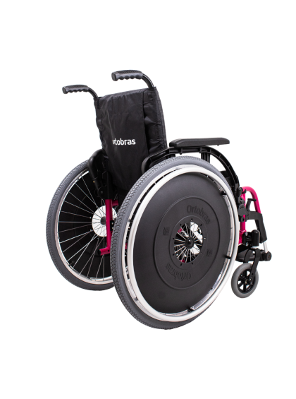 Cadeira de Rodas K3 Alumínio Pés Removíveis 38cm Rosa Ortobras
