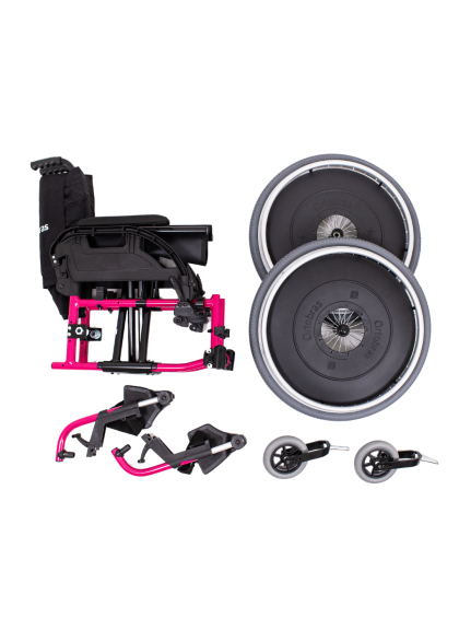 Cadeira de Rodas K3 Alumínio Pés Removíveis 44cm Rosa Pink Ortobras