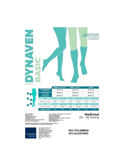 Meia de Compressão 7/8 Sigvaris Dynaven Basic 20-30mmHg P2 