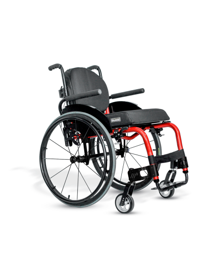 Cadeira de Rodas Monobloco M3 Premium 42cm Vermelho Roda Sentinell Preta Pneu Cinza Ortobras