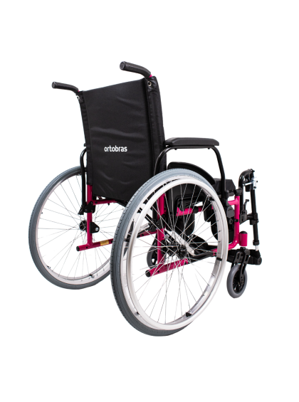 Cadeira de Rodas K2 Alumínio Pés Eleváveis Rosa Pink Ortobras