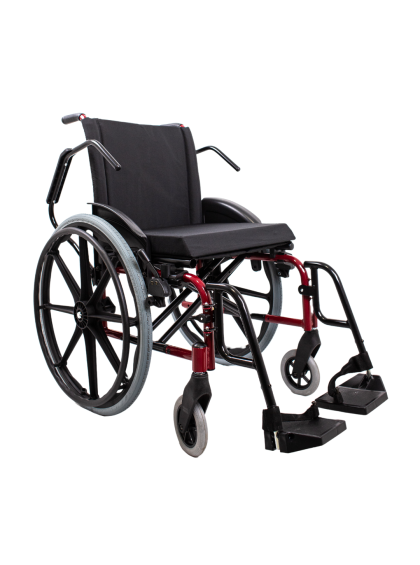 Cadeira de Rodas KE Pedal fixo 46cm Vermelha