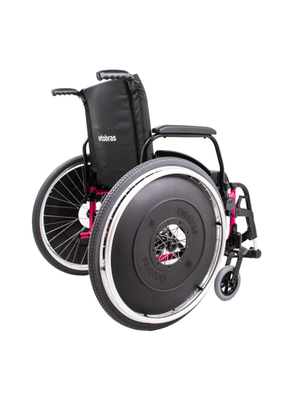 Cadeira de Rodas AVD Alumínio Pés Fixos Ortobras rosa pink 40cm 