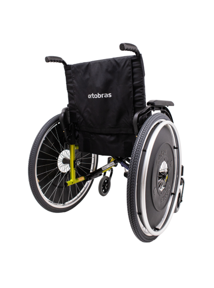 Cadeira de Rodas K3 Alumínio Pés Eleváveis 50cm Amarelo Fluor Ortobras